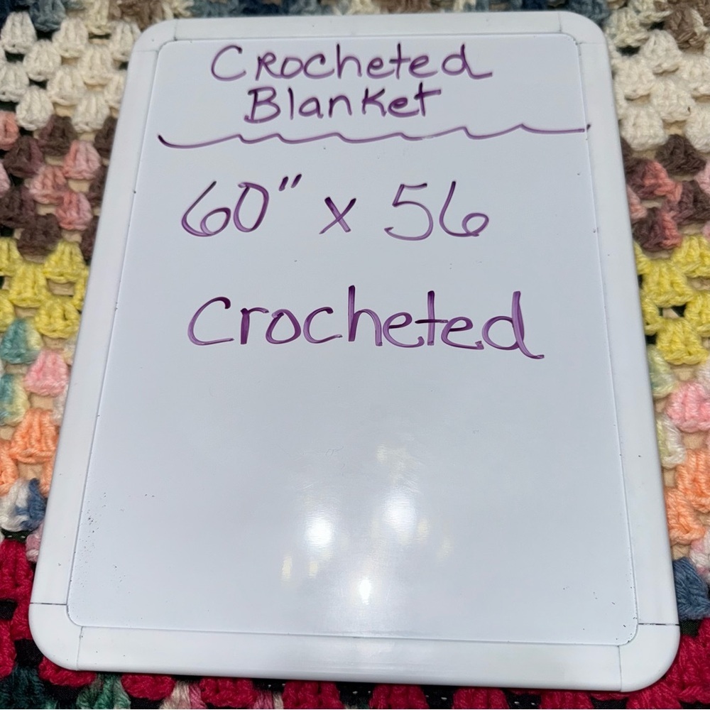 Handmade Crochet Afghan 56x60 Multicolor Granny Stitch Throw Blanket - Picture 4 of 4